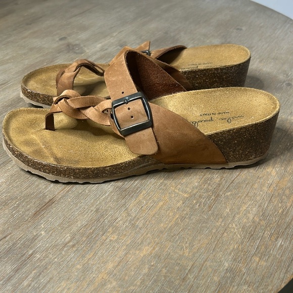 Mila Paoli Italy Leather Braided Strap Cork Wedge Sandals Shoes Tan Size 9 - Picture 16 of 16
